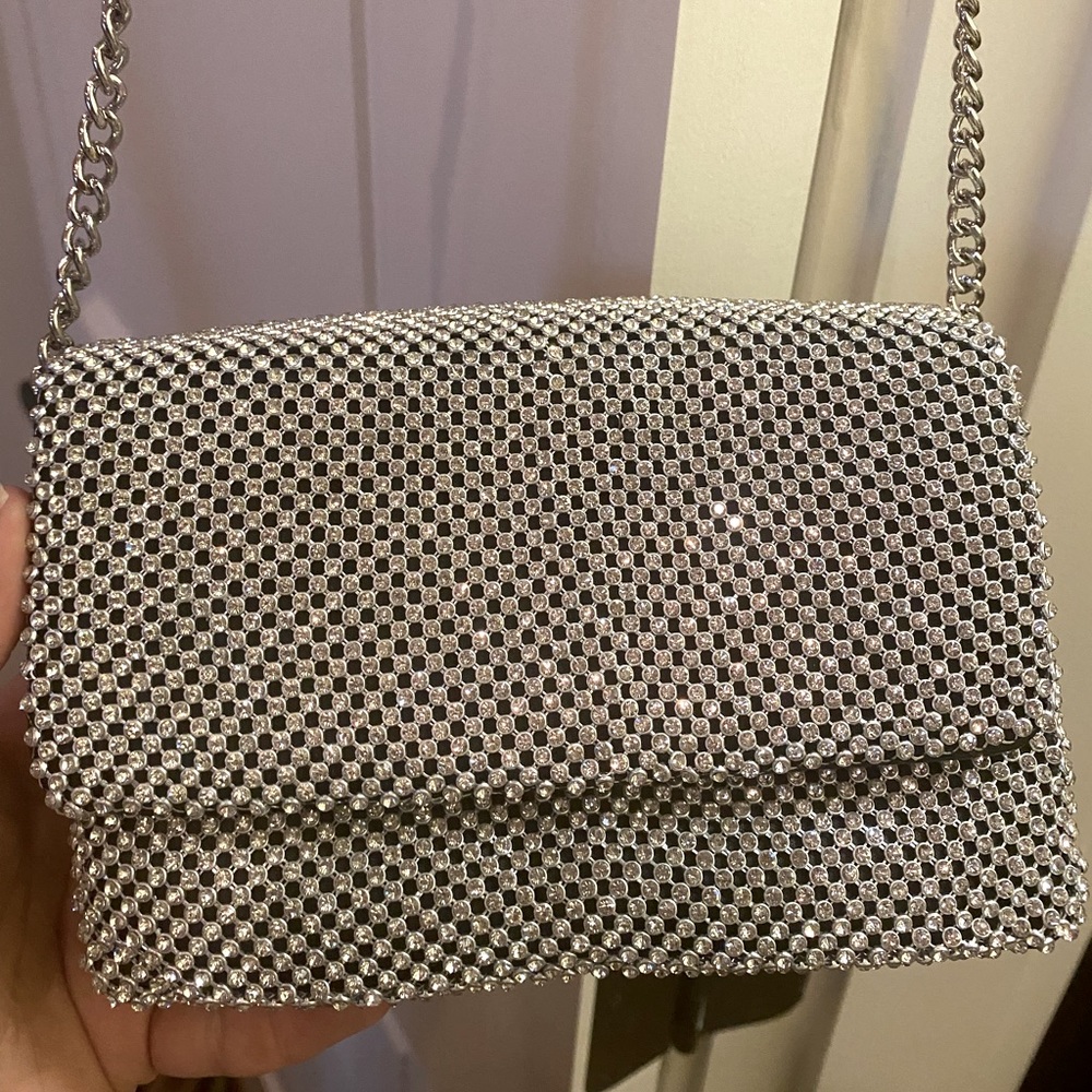 Topshop Rhinestone Flap Chain Bag